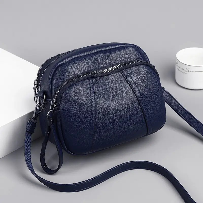Black Rivet Zipper Shoulder Bag for Women