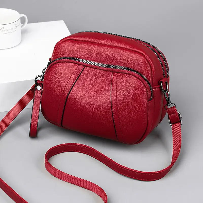 Black Rivet Zipper Shoulder Bag for Women