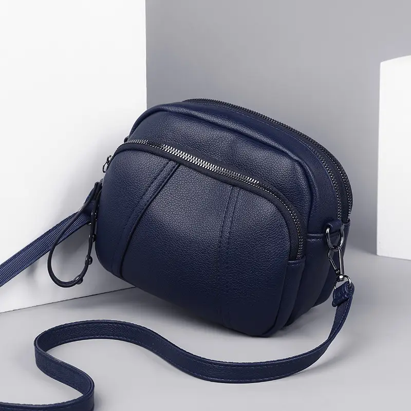 Black Rivet Zipper Shoulder Bag for Women