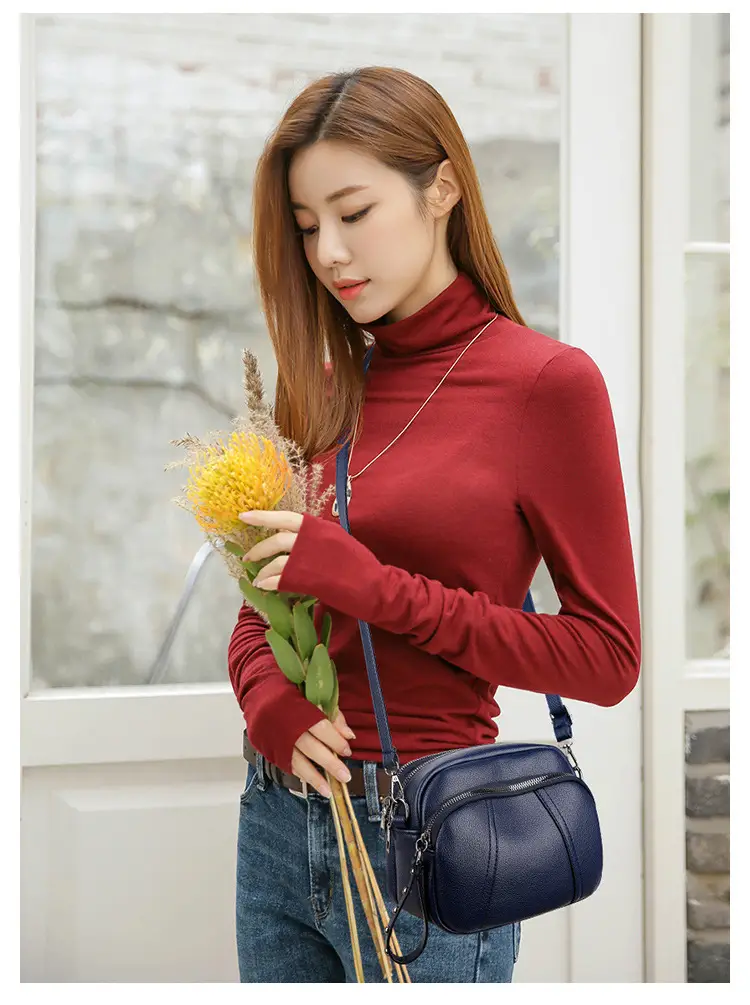 Black Rivet Zipper Shoulder Bag for Women — feature 11
