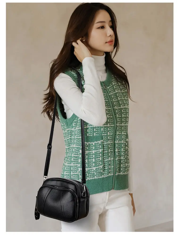 Black Rivet Zipper Shoulder Bag for Women — feature 13