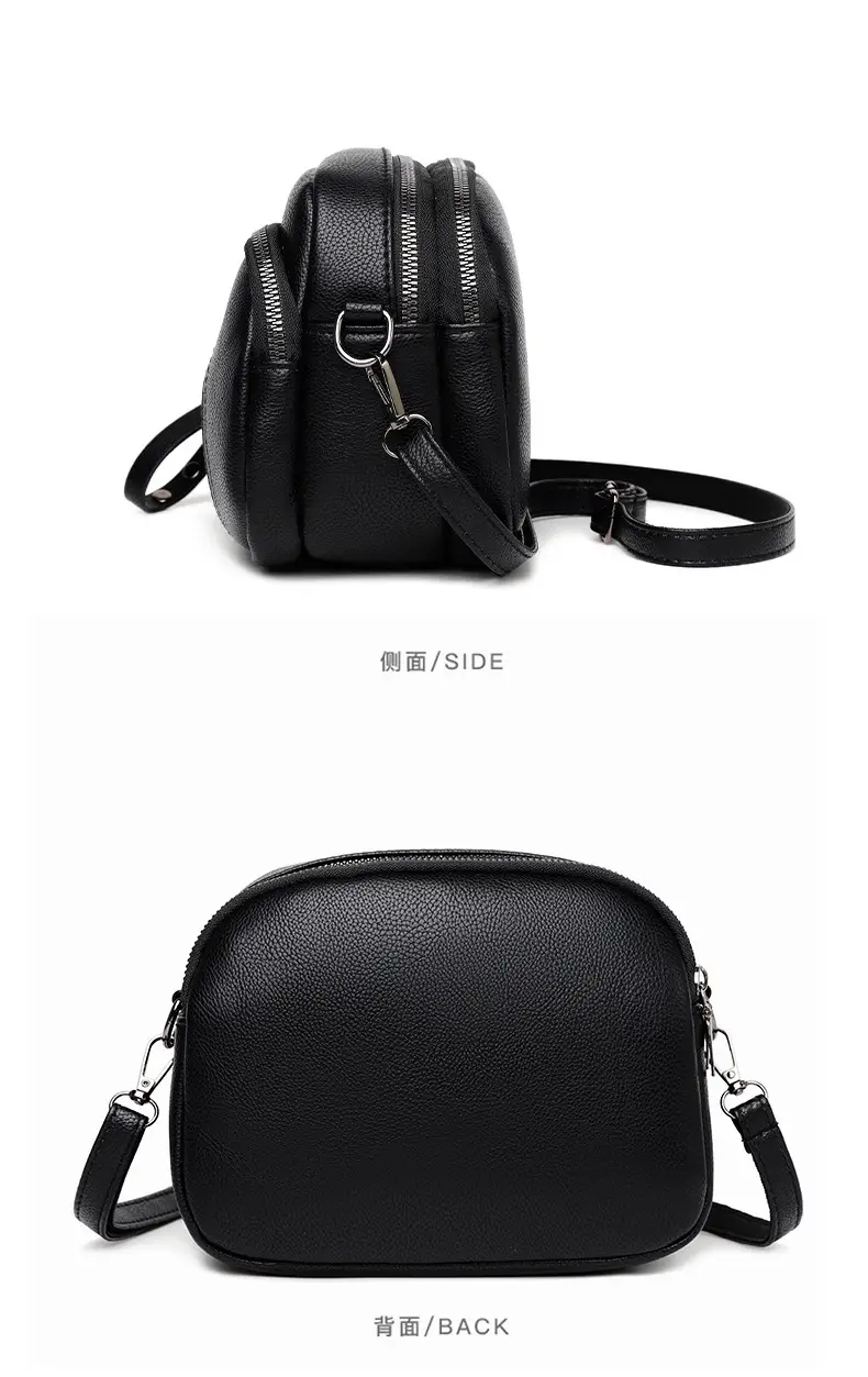 Black Rivet Zipper Shoulder Bag for Women — feature 17