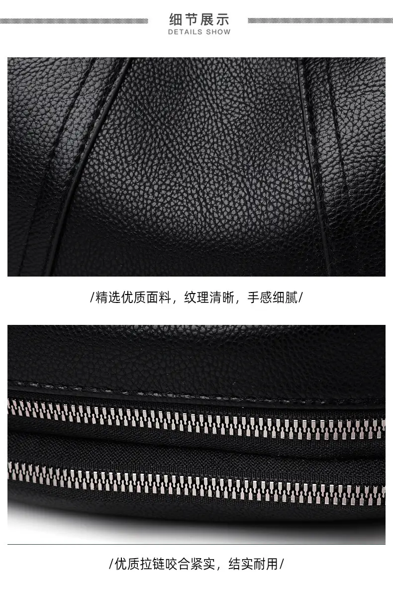 Black Rivet Zipper Shoulder Bag for Women — feature 19