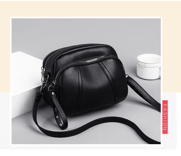 Black Rivet Zipper Shoulder Bag for Women — feature 3