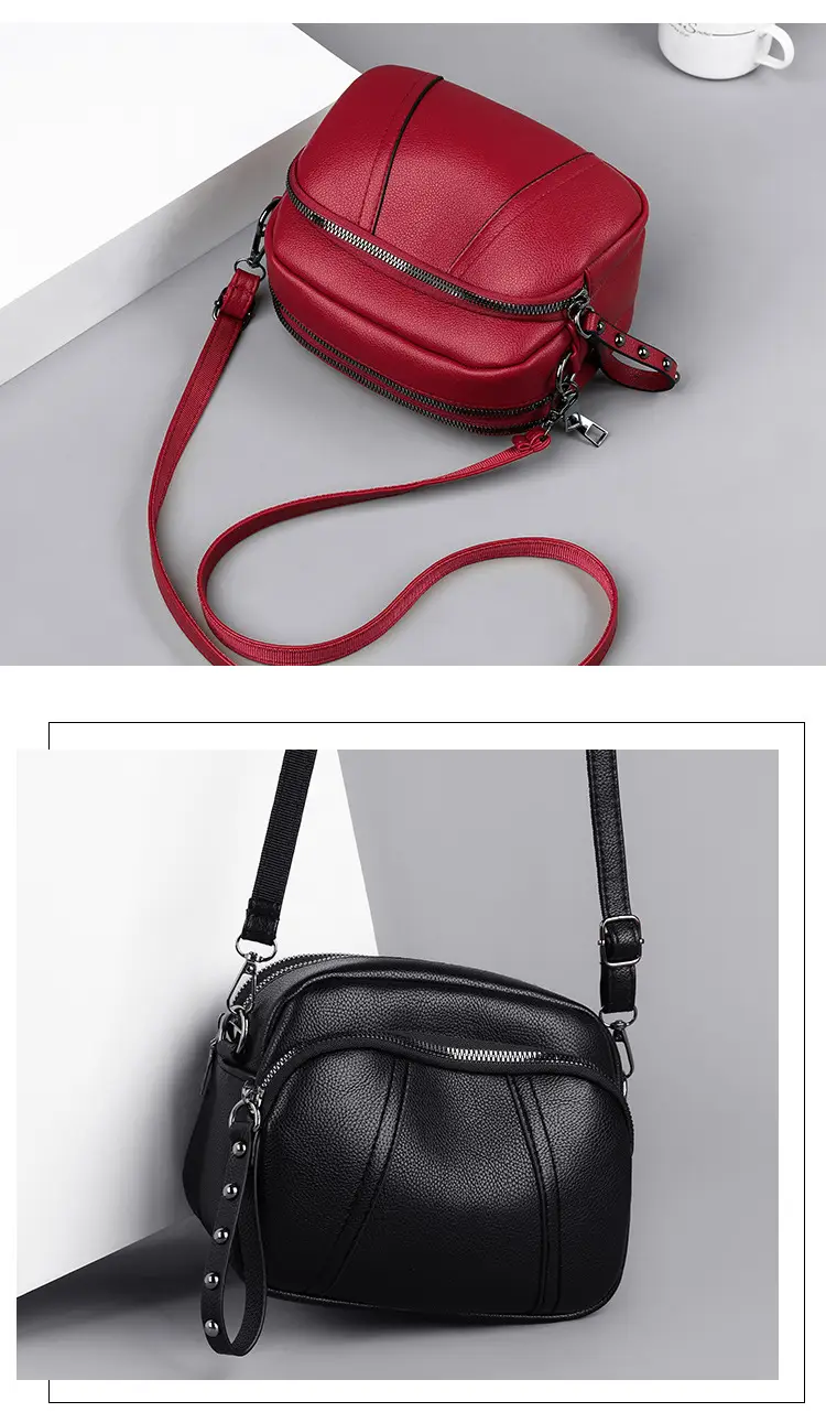 Black Rivet Zipper Shoulder Bag for Women — feature 8