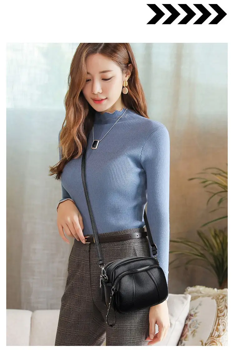 Black Rivet Zipper Shoulder Bag for Women — feature 9