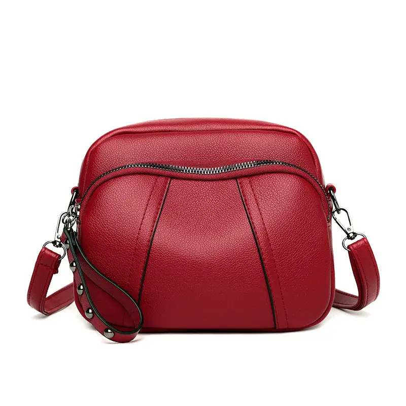 Black Rivet Zipper Shoulder Bag for Women