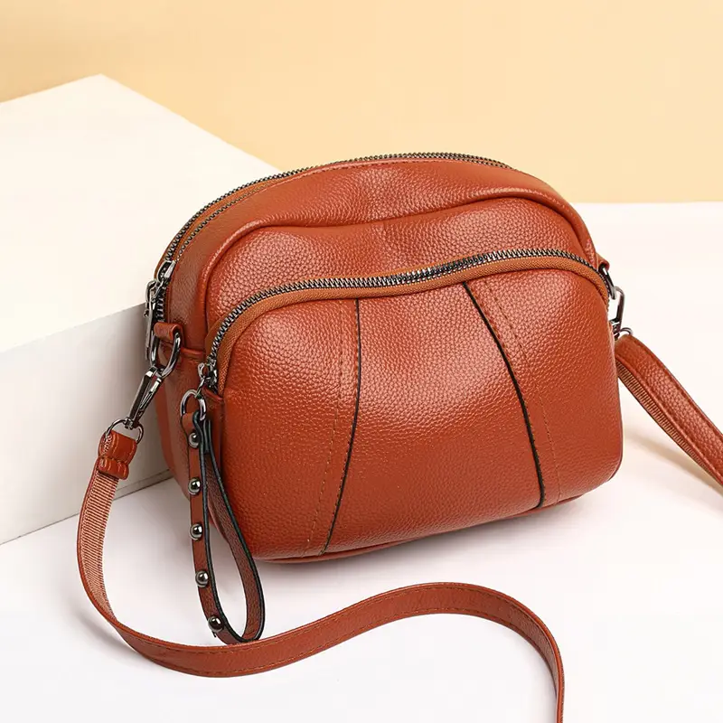 Black Rivet Zipper Shoulder Bag for Women