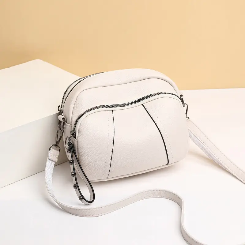 Black Rivet Zipper Shoulder Bag for Women