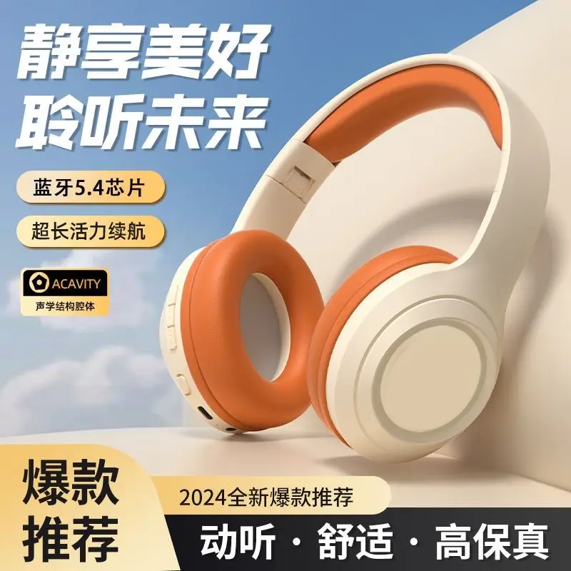 Wireless Bluetooth Headset Orange White Noise Reduction - Image 7