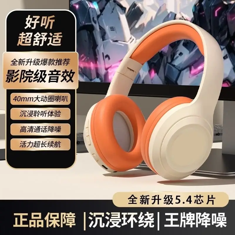 Wireless Bluetooth Headset Orange White Noise Reduction - Image 8
