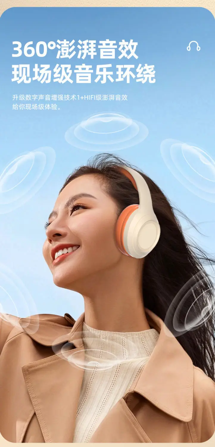 Wireless Bluetooth Headset Orange White Noise Reduction β feature 4