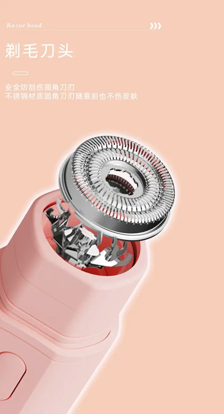 Women's Pink Electric Hair Trimmer Two-in-One Shaving Cutter — feature 7