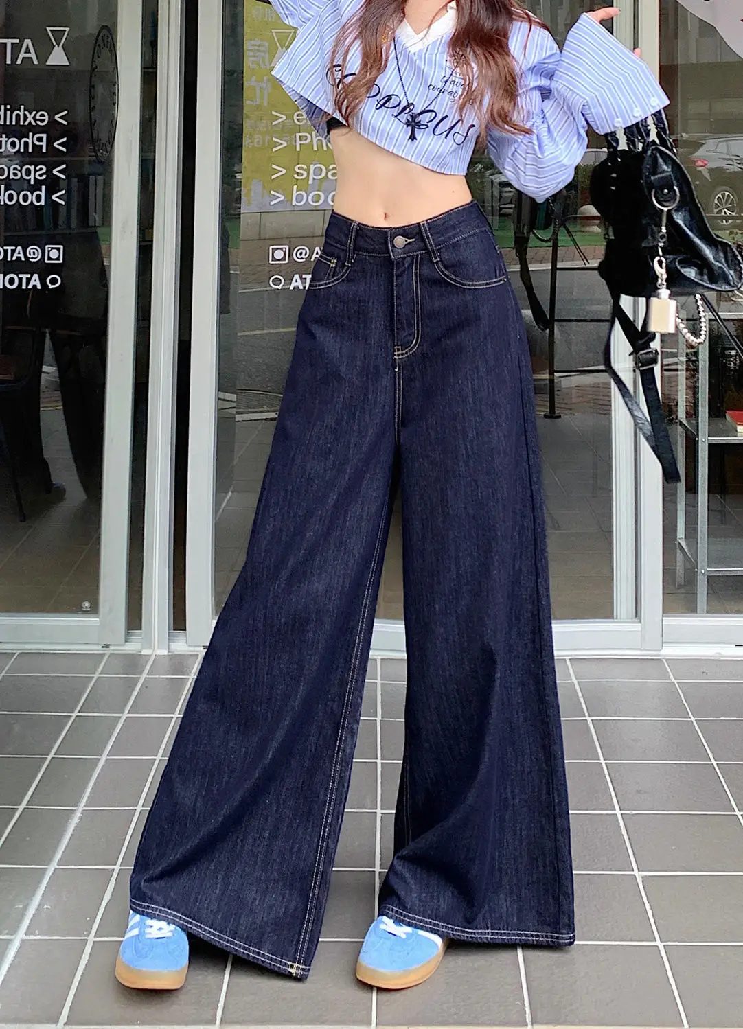 Tall Retro Wide Leg Jeans Dark Blue 2025 — feature 10