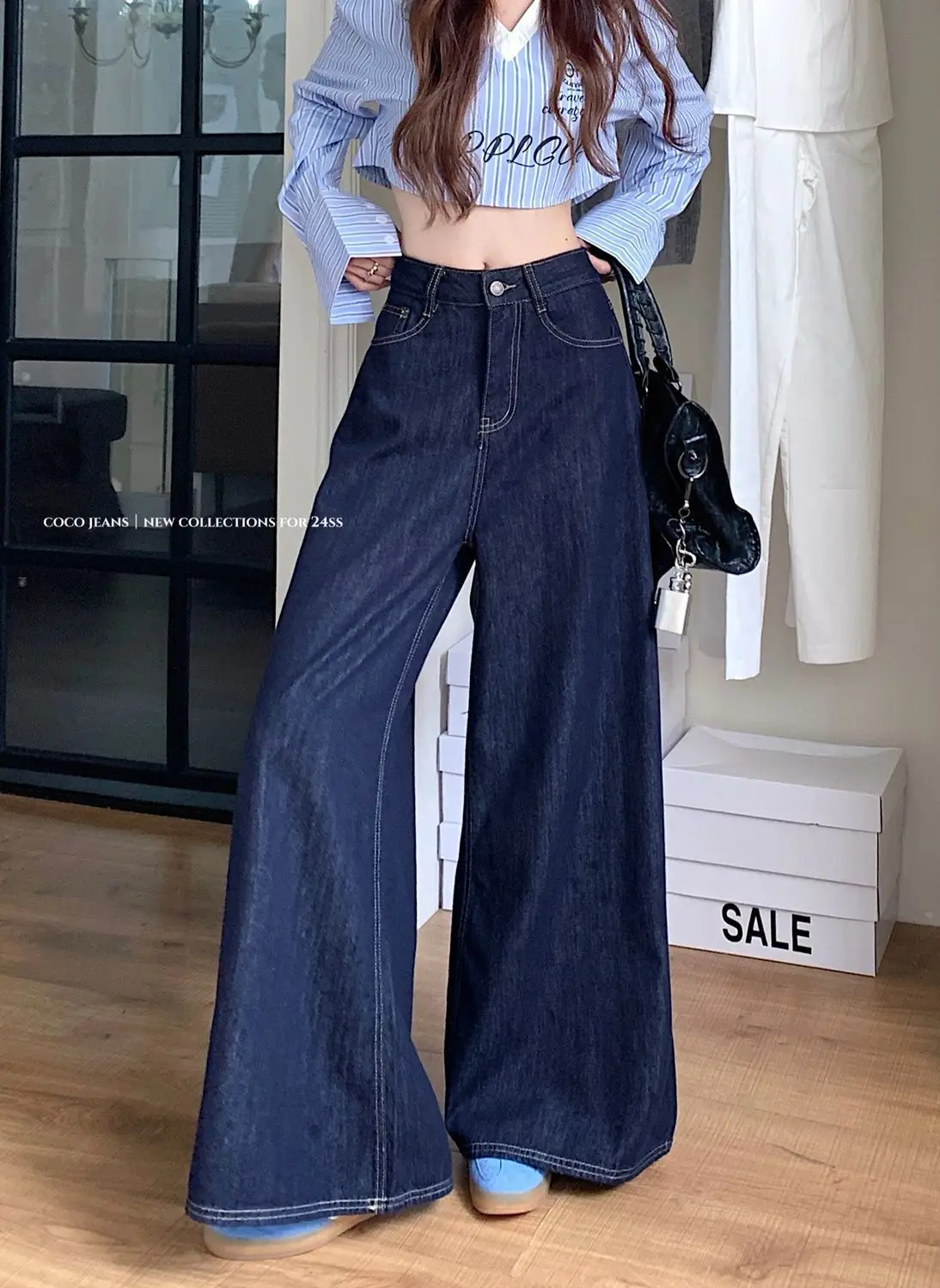 Tall Retro Wide Leg Jeans Dark Blue 2025 — feature 14