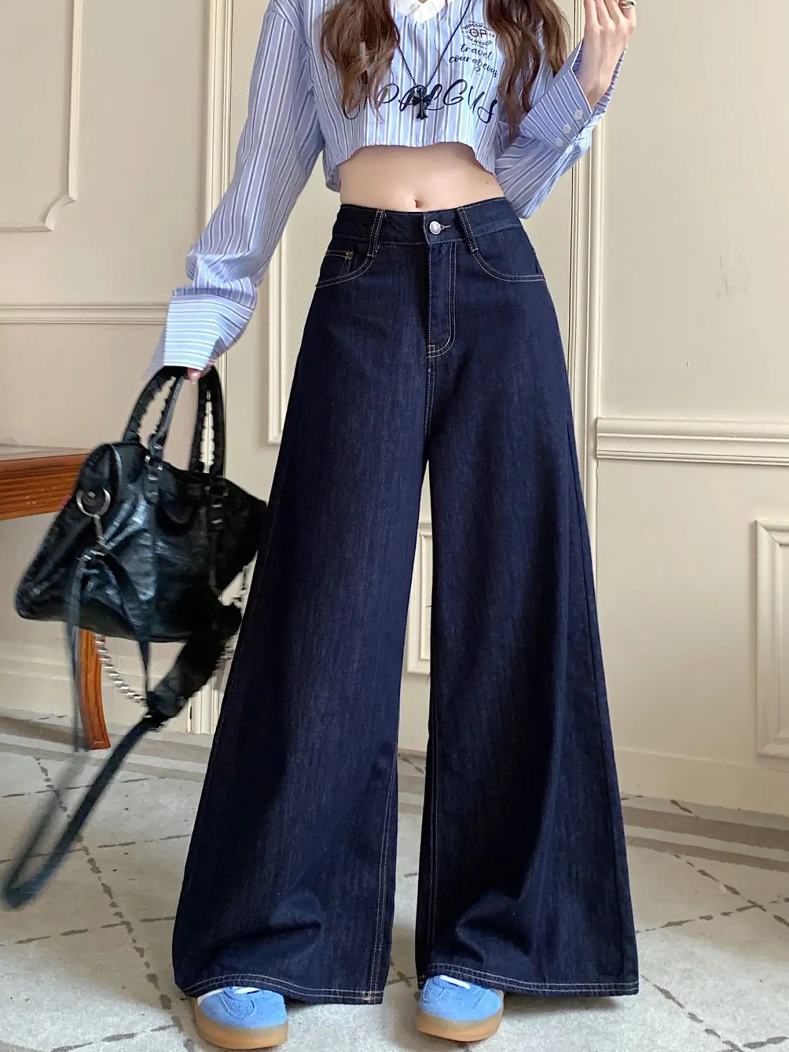 Tall Retro Wide Leg Jeans Dark Blue 2025 — feature 2