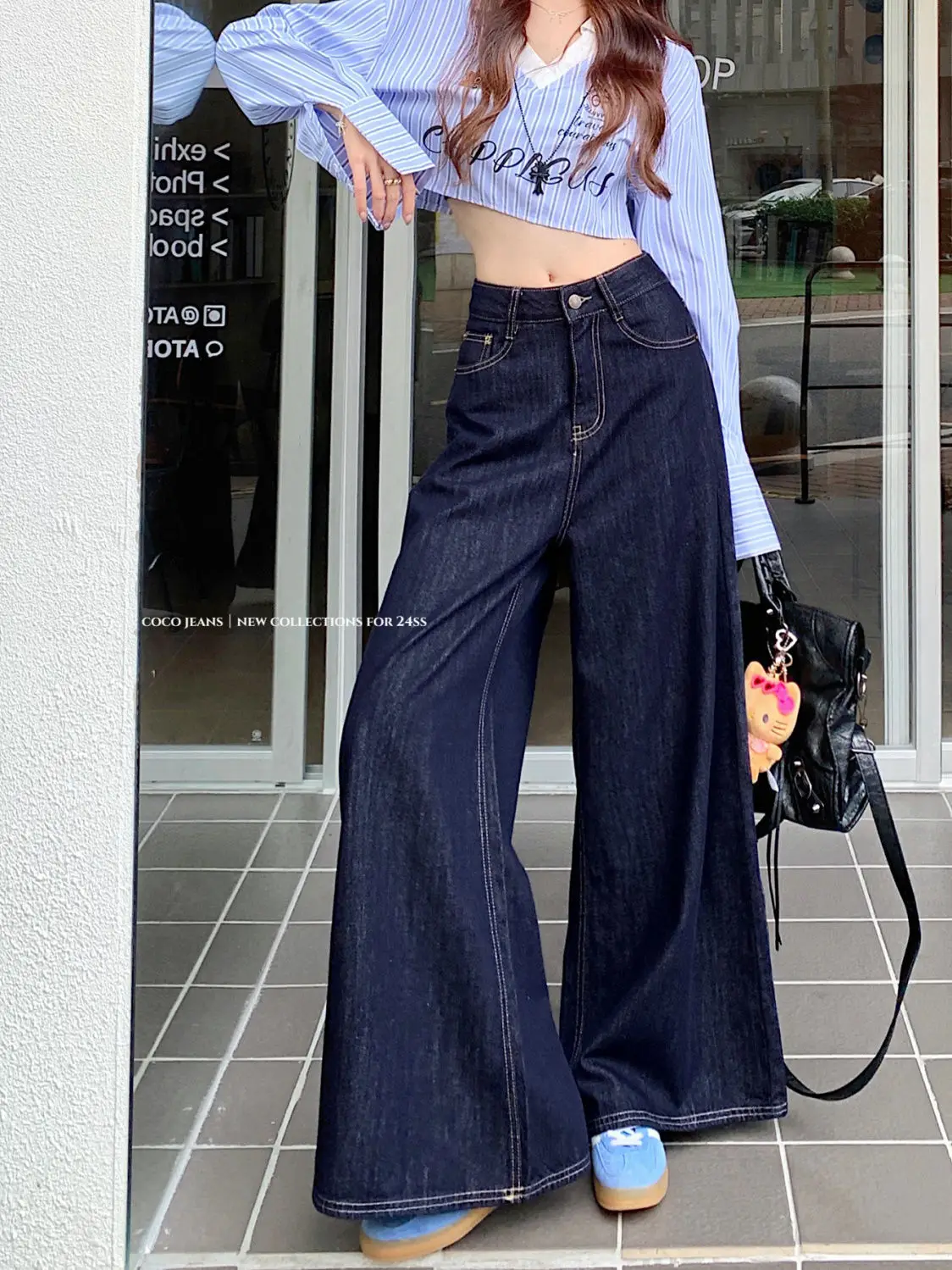 Tall Retro Wide Leg Jeans Dark Blue 2025 — feature 3