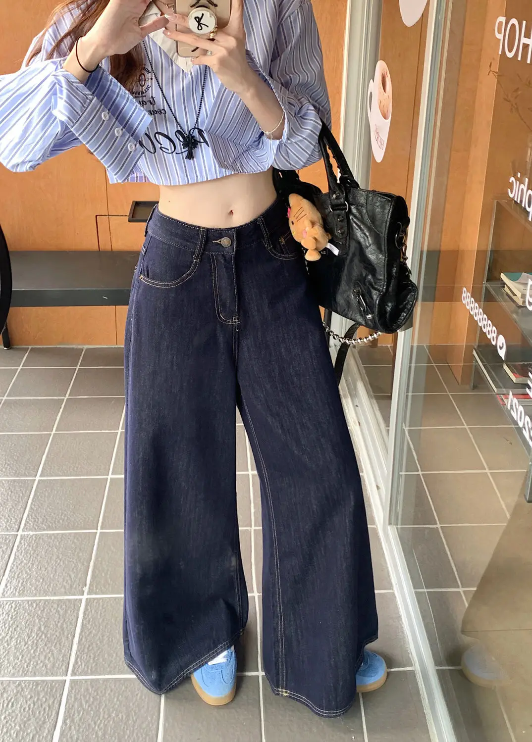 Tall Retro Wide Leg Jeans Dark Blue 2025 — feature 9