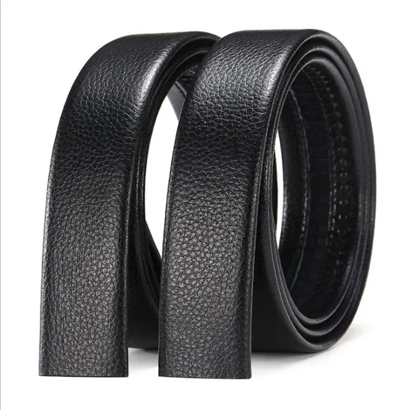 Men's Black Leather Belt Automatic Buckle Headless - Image 2