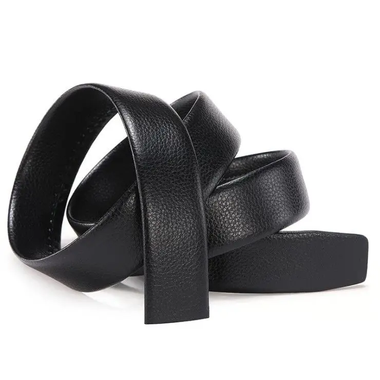 Men's Black Leather Belt Automatic Buckle Headless - Image 3