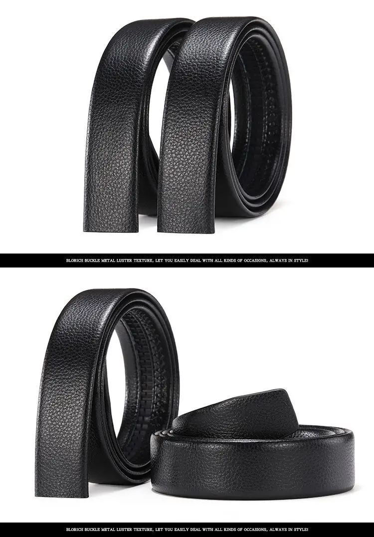 Men's Black Leather Belt Automatic Buckle Headless — feature 10