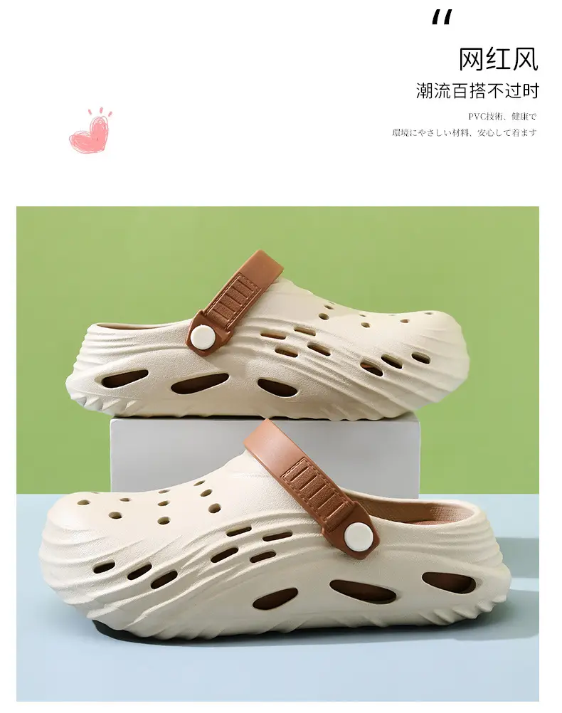 Hole Shoes Women's Summer Thick Sole Elevated Breathable Wear-resistant Slippers EVA Outer Wear Beach Lightweight Shoe Sandals — feature 3