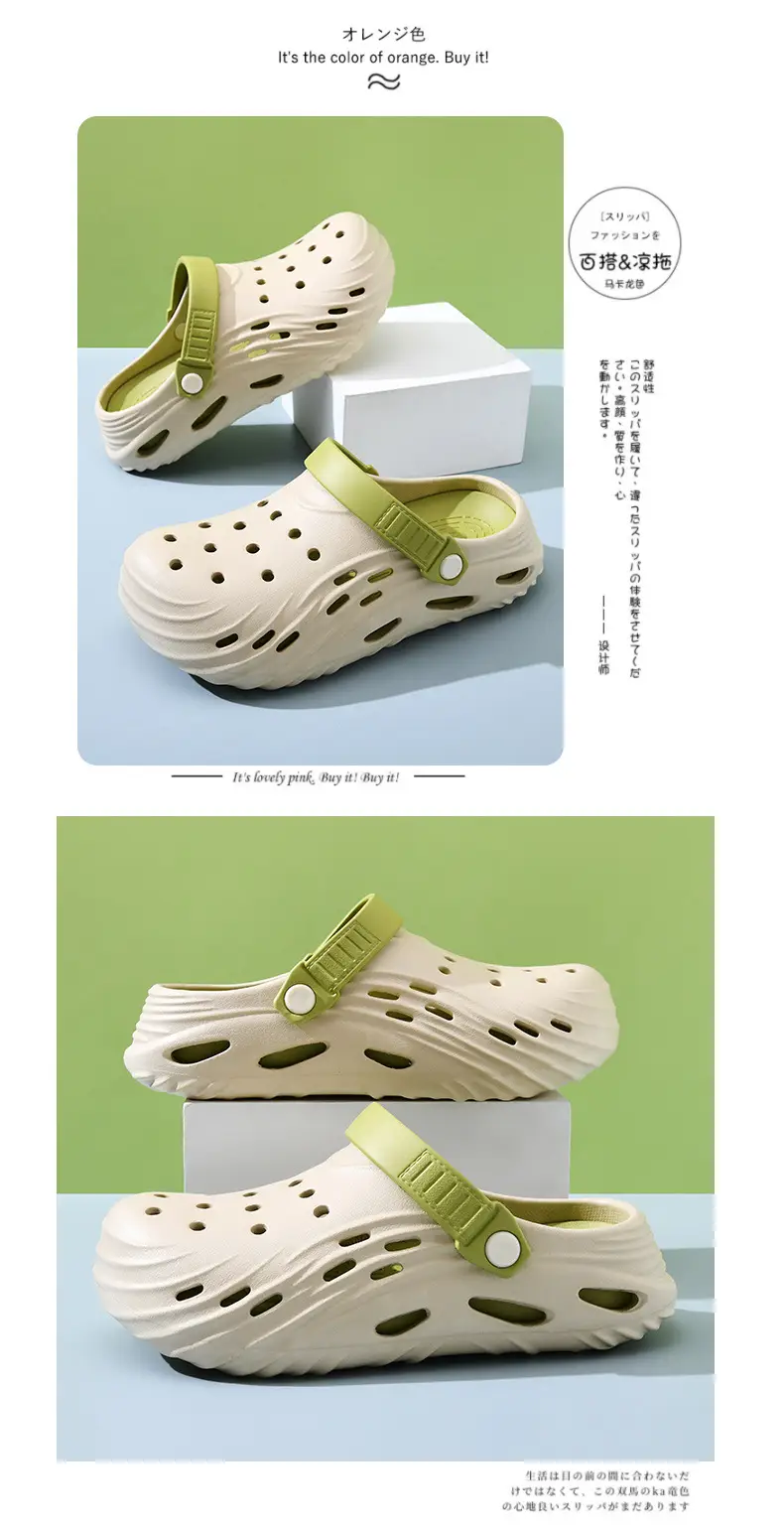 Hole Shoes Women's Summer Thick Sole Elevated Breathable Wear-resistant Slippers EVA Outer Wear Beach Lightweight Shoe Sandals — feature 6