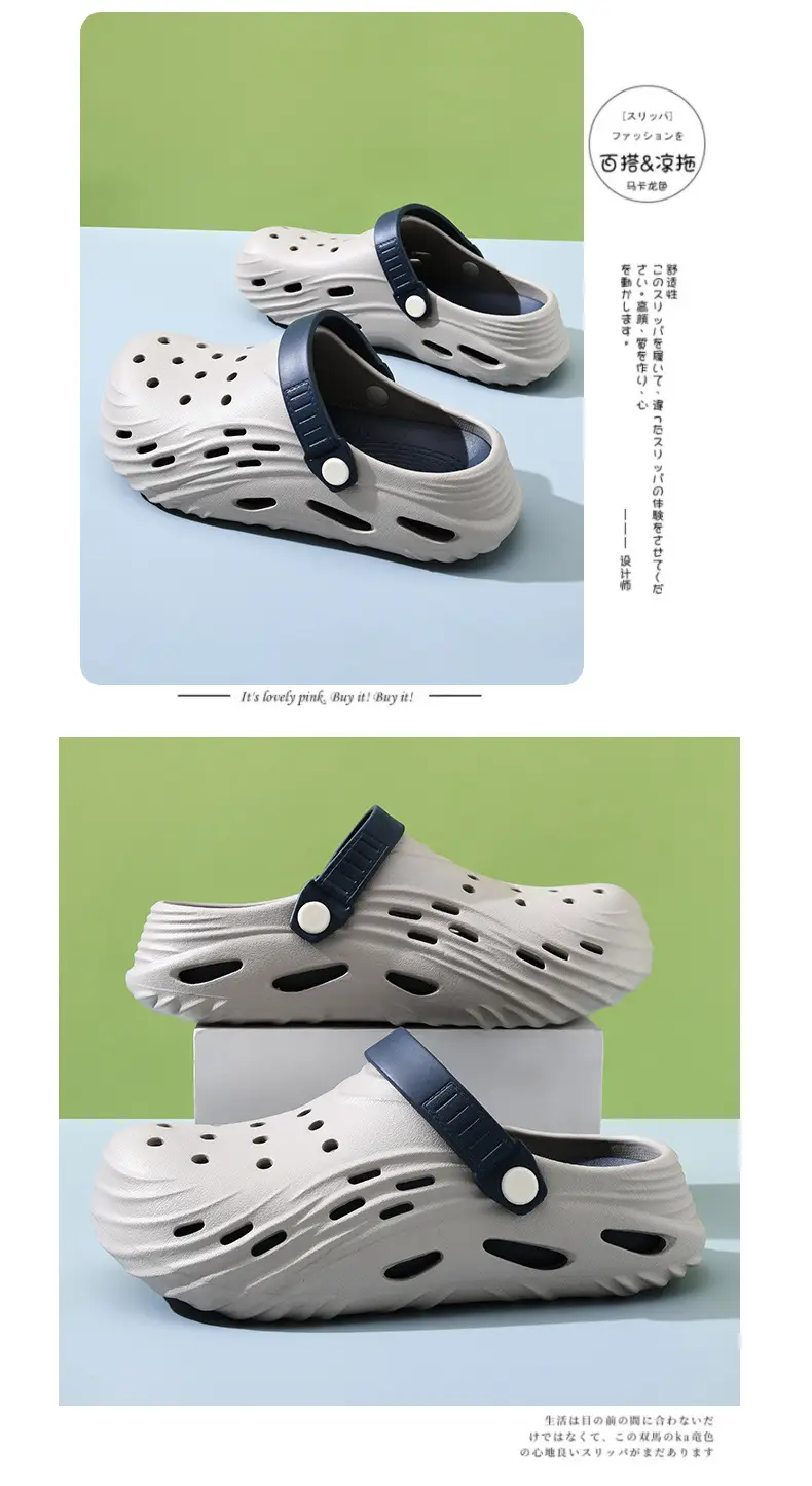 Hole Shoes Women's Summer Thick Sole Elevated Breathable Wear-resistant Slippers EVA Outer Wear Beach Lightweight Shoe Sandals — feature 9