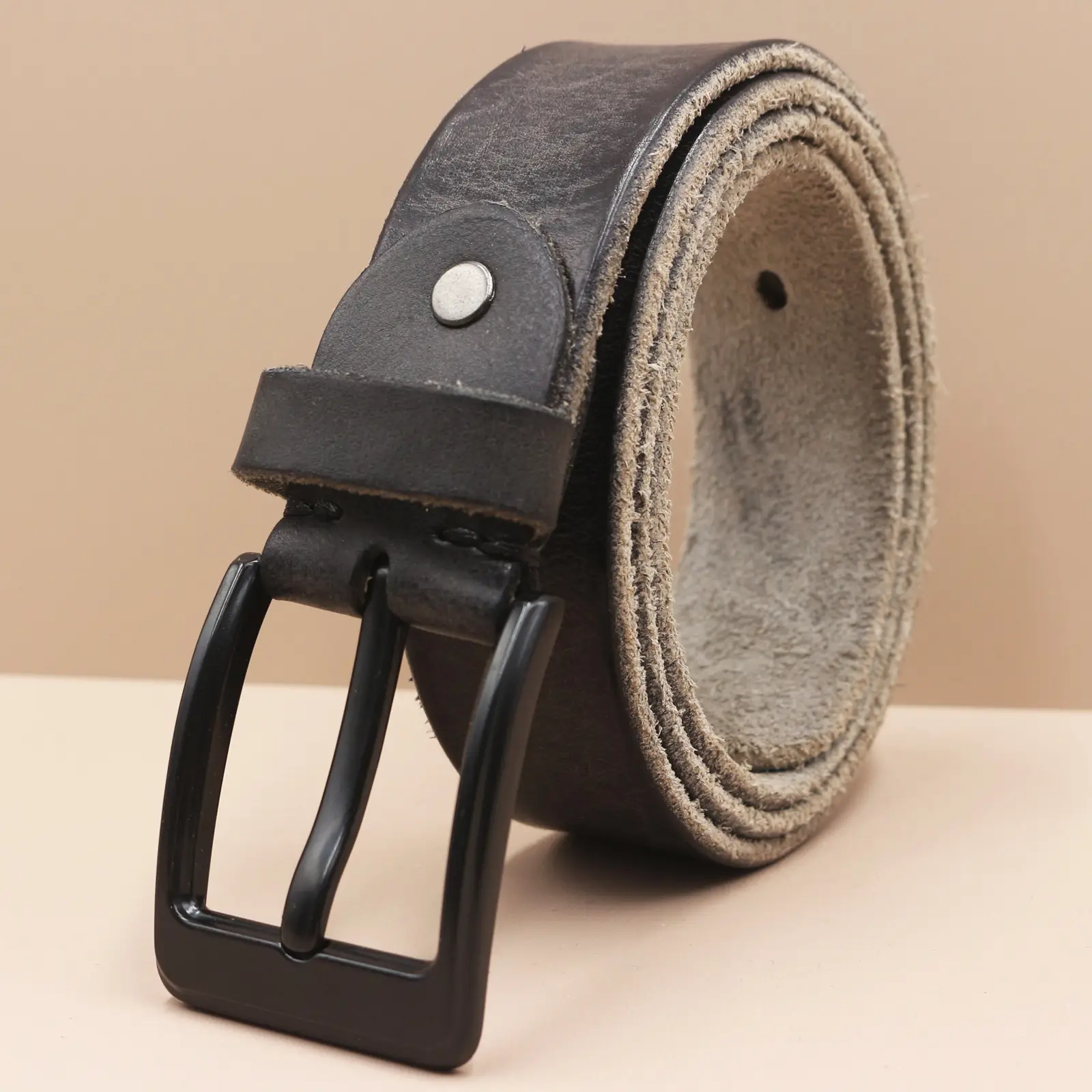 Men's Genuine Leather Pin Buckle Belt Brown Black — feature 22