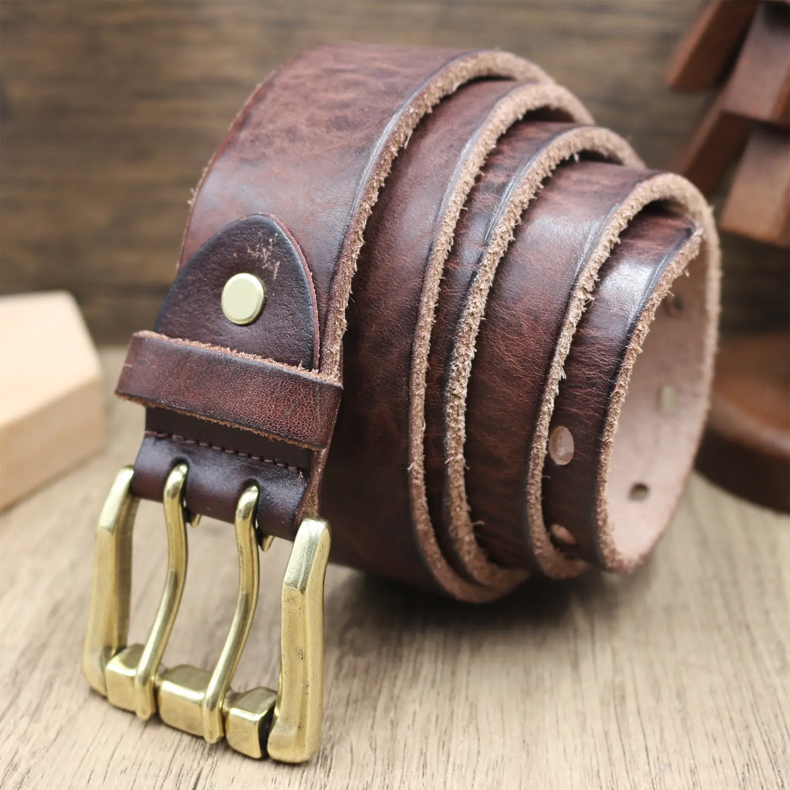 Men's Genuine Leather Buckle Belt Vintage Casual All-Match