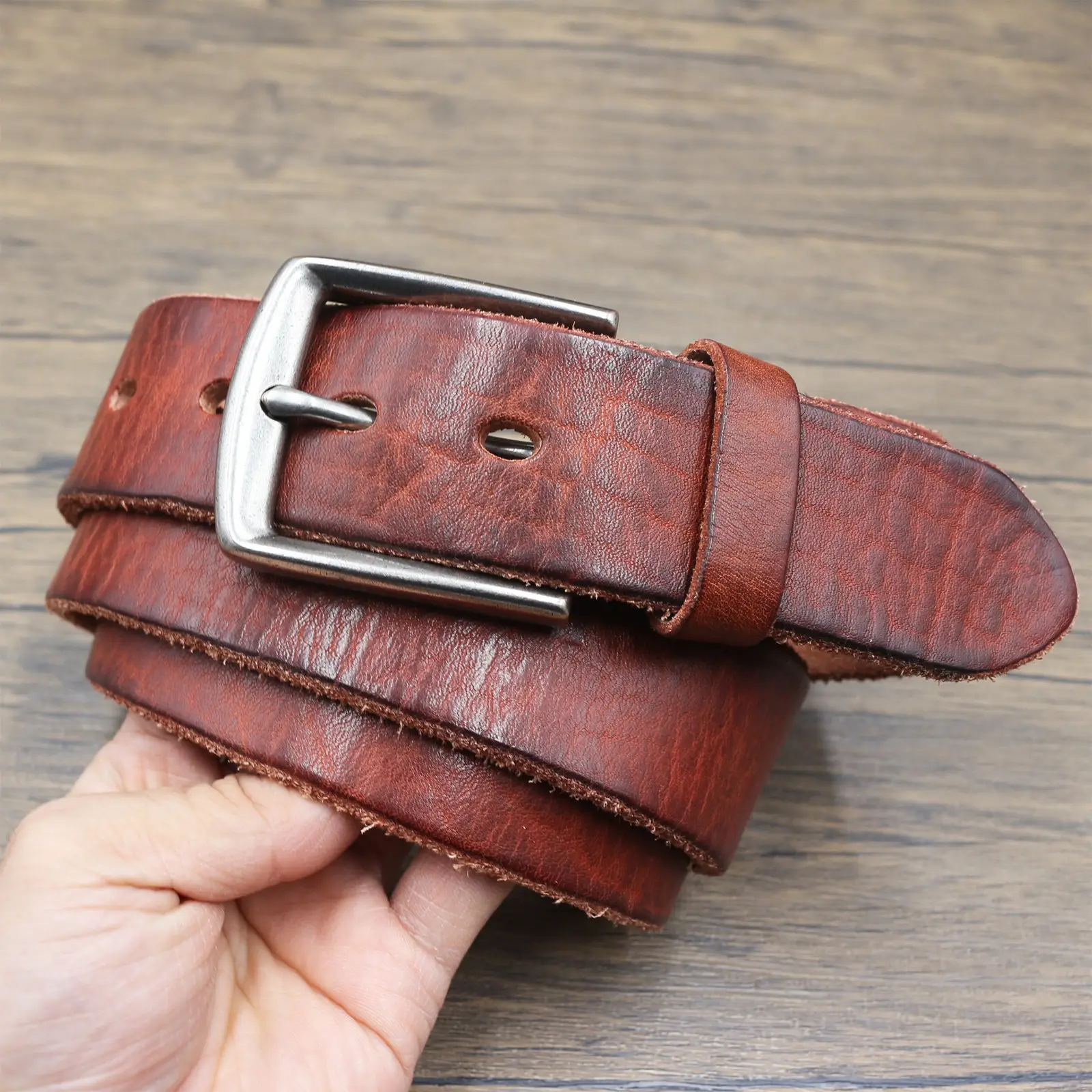 Vintage Antique Men's Belt 3.8CM Washed Cowhide — feature 15