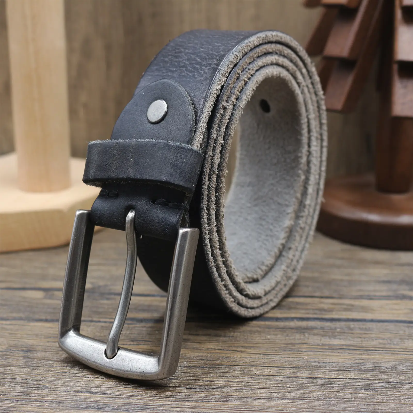 Vintage Antique Men's Belt 3.8CM Washed Cowhide — feature 22