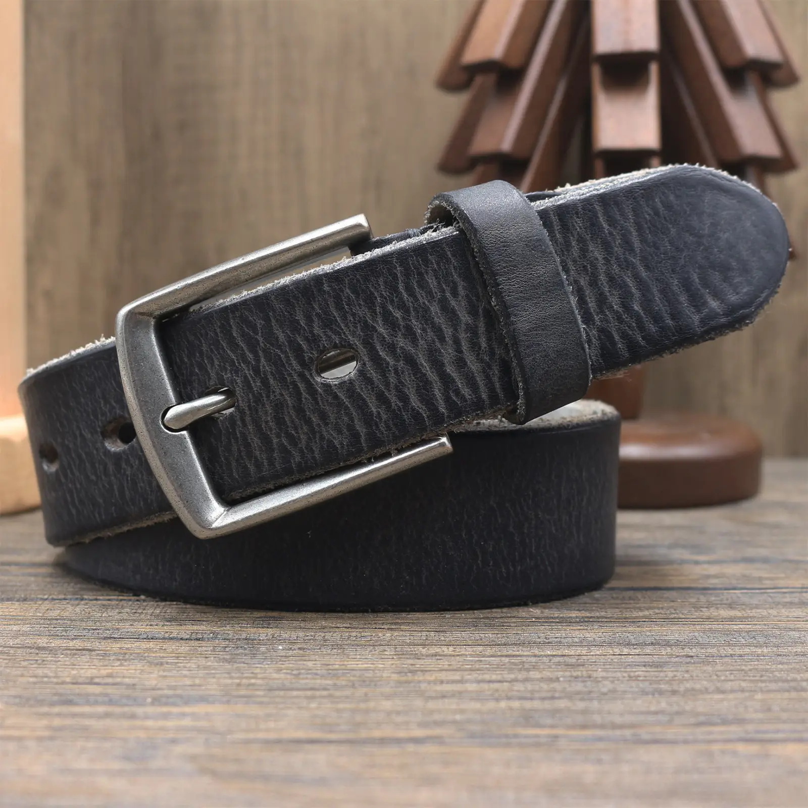 Vintage Antique Men's Belt 3.8CM Washed Cowhide — feature 26