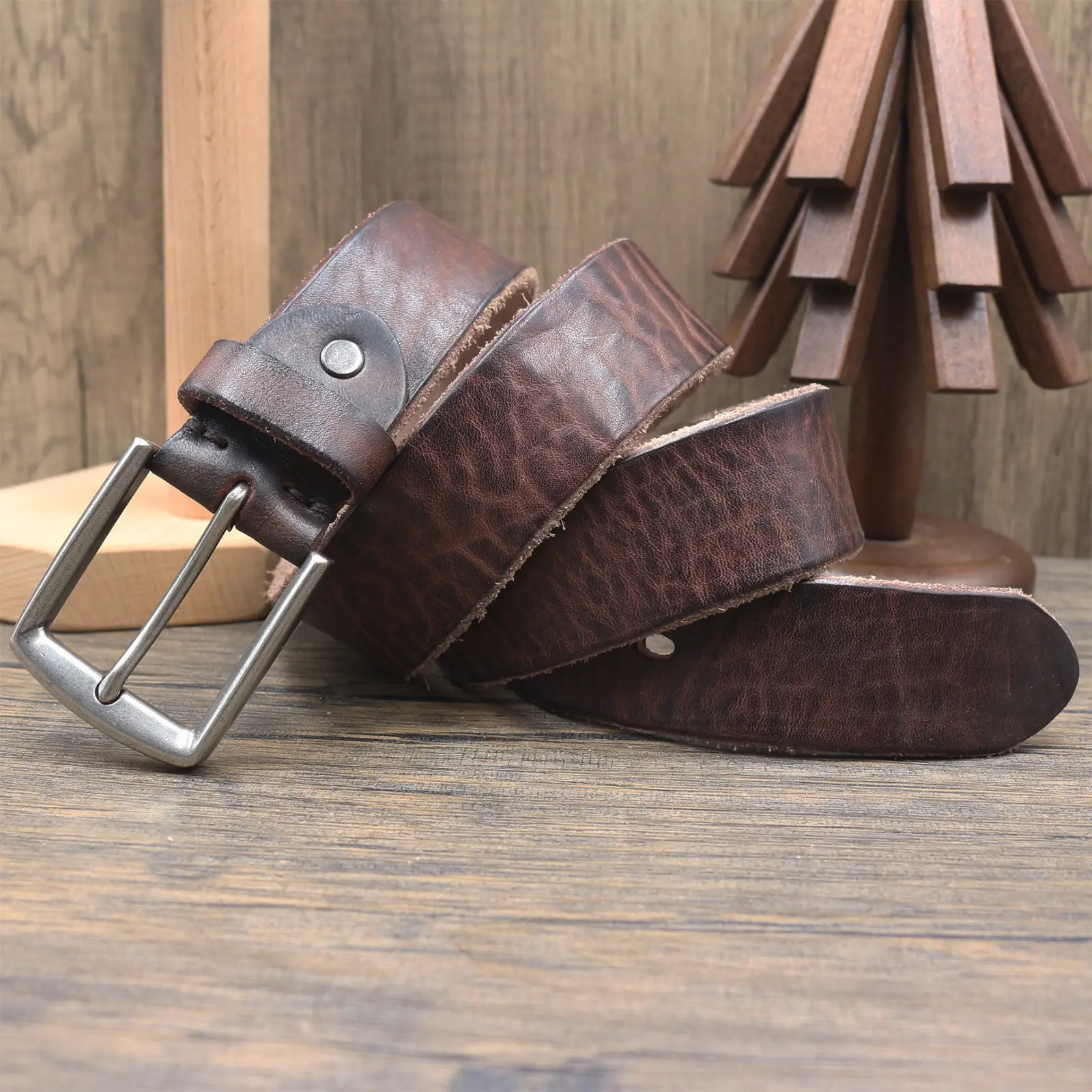 Vintage Antique Men's Belt 3.8CM Washed Cowhide