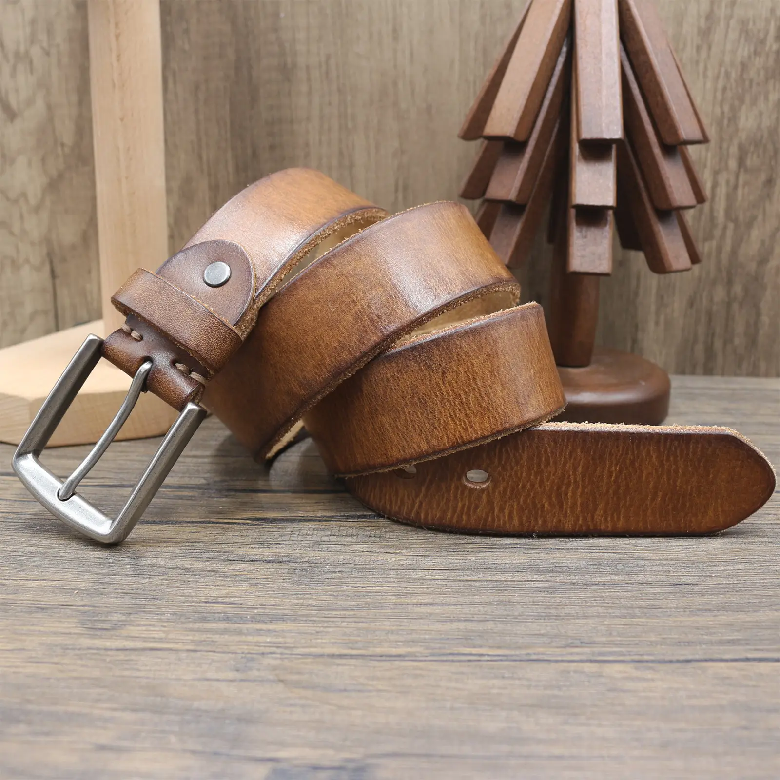 Vintage Antique Men's Belt 3.8CM Washed Cowhide