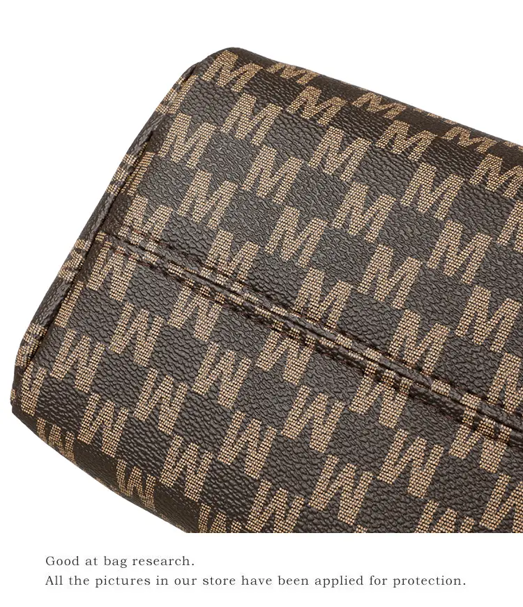 Women's Crossbody Tote Bag Brown Checkered Gold Chain — feature 15