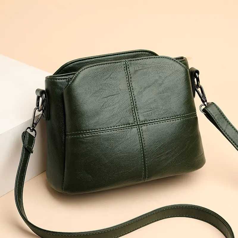 Black Leather Crossbody Bag for Women Middle Age - Image 6