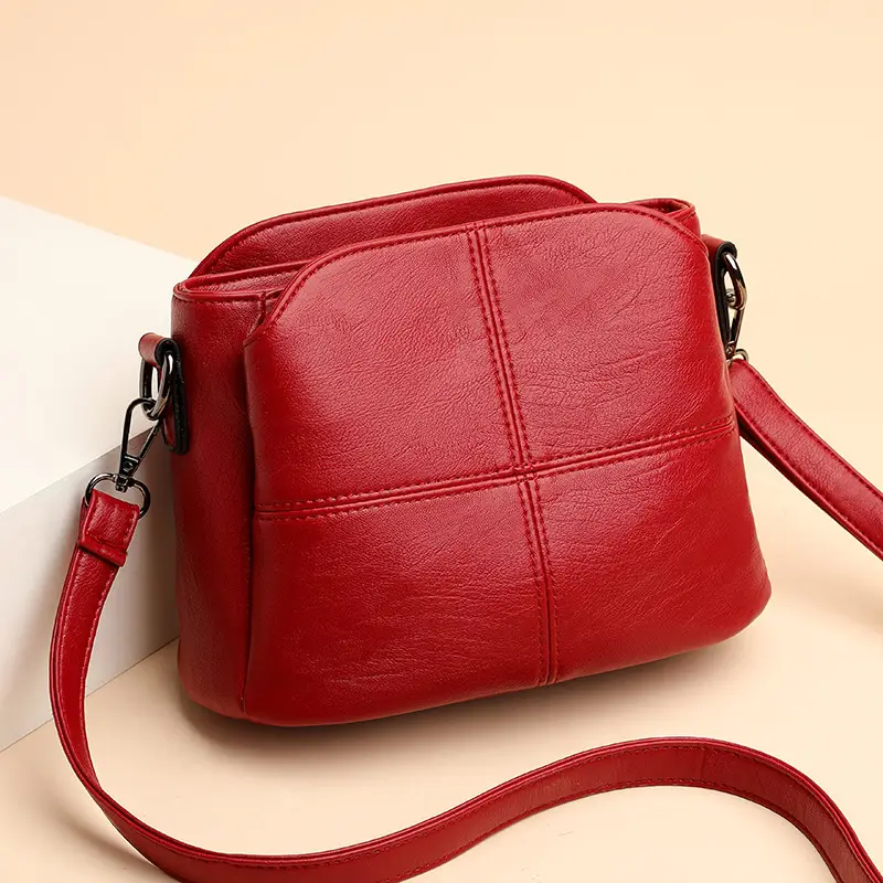 Black Leather Crossbody Bag for Women Middle Age - Image 7