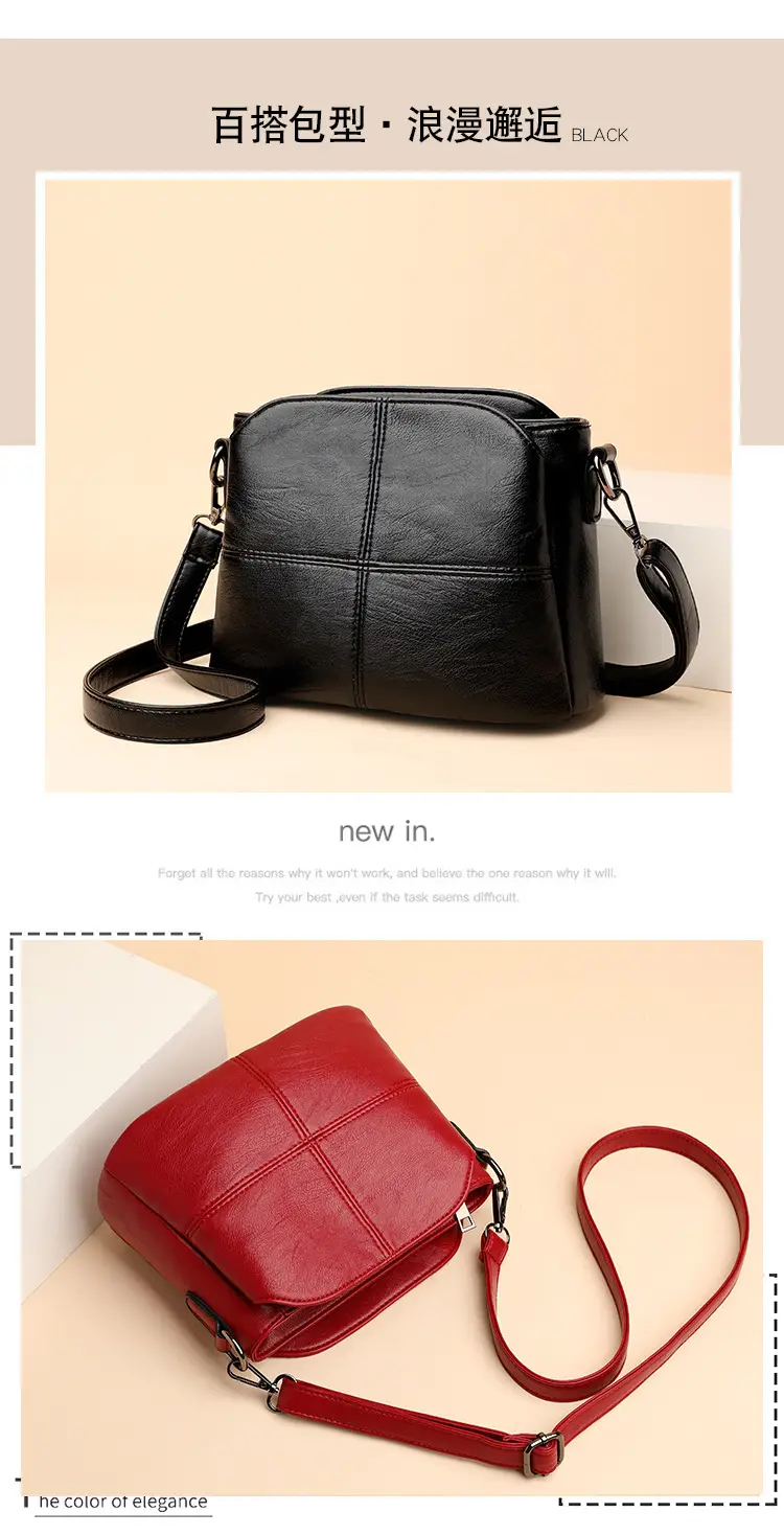 Black Leather Crossbody Bag for Women Middle Age — feature 12
