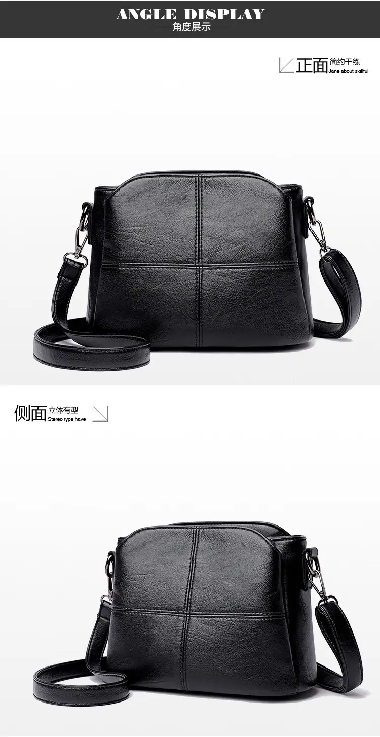 Black Leather Crossbody Bag for Women Middle Age — feature 14