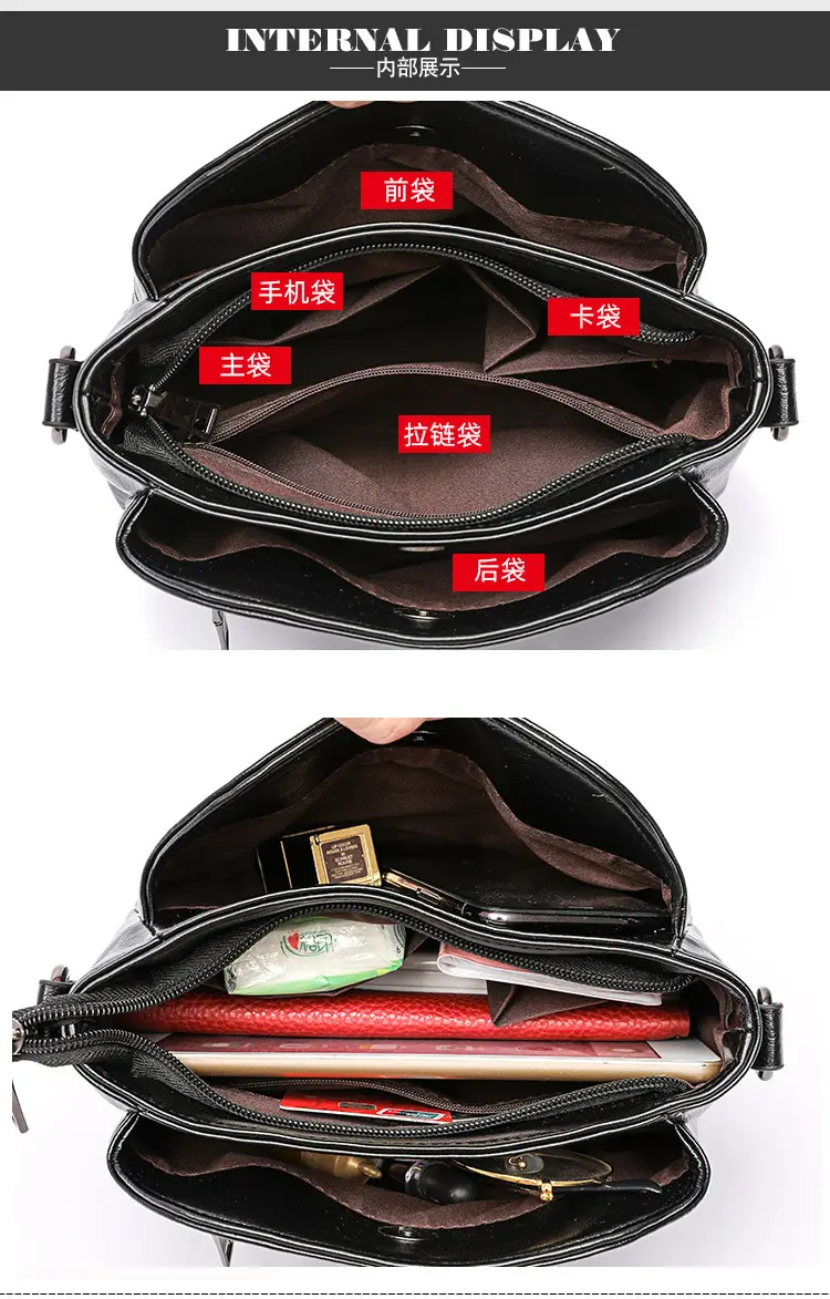 Black Leather Crossbody Bag for Women Middle Age — feature 21