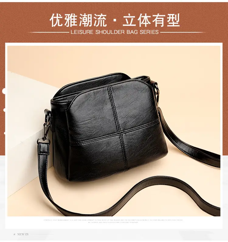 Black Leather Crossbody Bag for Women Middle Age — feature 5