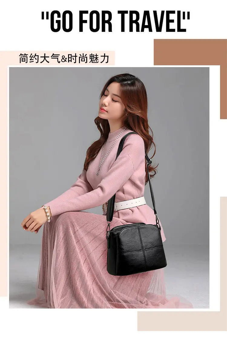 Black Leather Crossbody Bag for Women Middle Age — feature 7