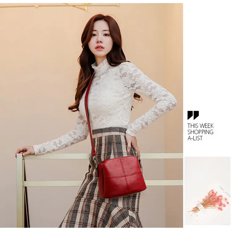 Black Leather Crossbody Bag for Women Middle Age — feature 9
