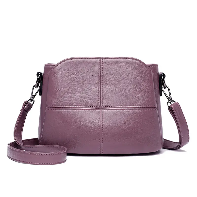 Black Leather Crossbody Bag for Women Middle Age - Image 2