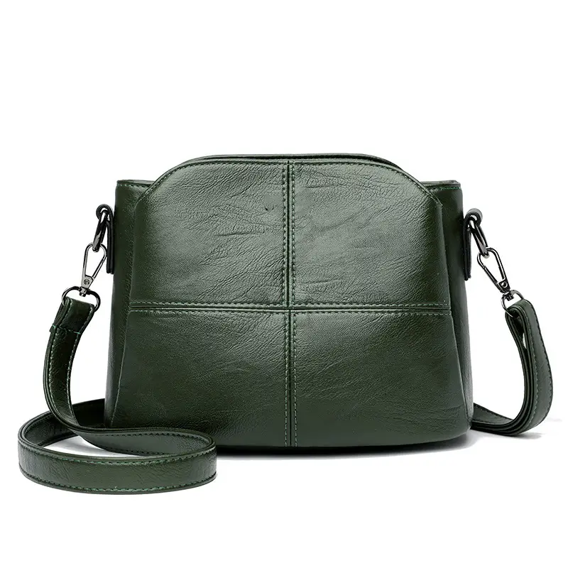 Black Leather Crossbody Bag for Women Middle Age - Image 3