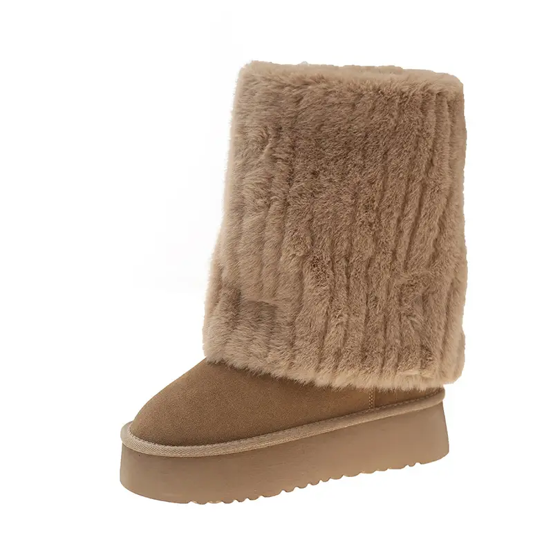 Women's Cream Plush Snow Boots Warm Short Tube Heigh-Increasing - Image 7