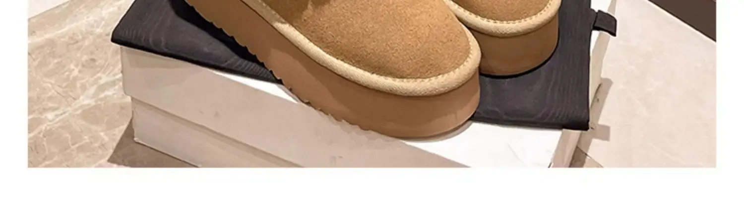 Women's Cream Plush Snow Boots Warm Short Tube Heigh-Increasing — feature 25
