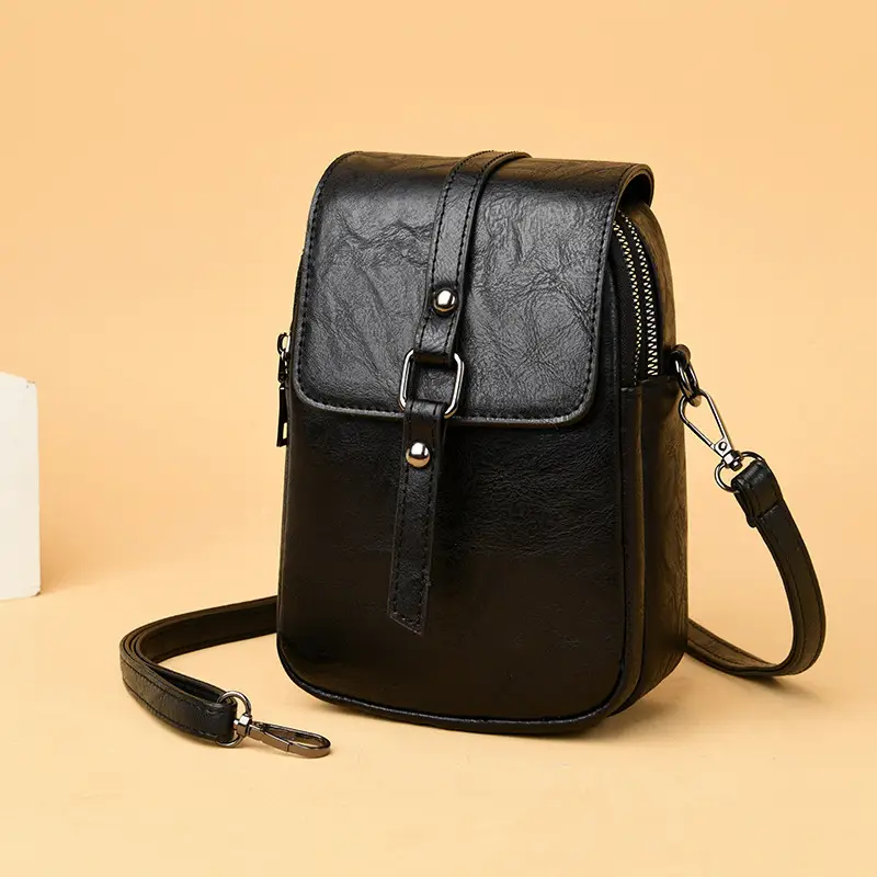 Green Leather Crossbody Bag for Women Mini Phone Bag - Image 6