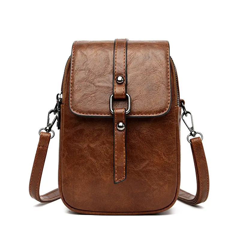 Green Leather Crossbody Bag for Women Mini Phone Bag - Image 3